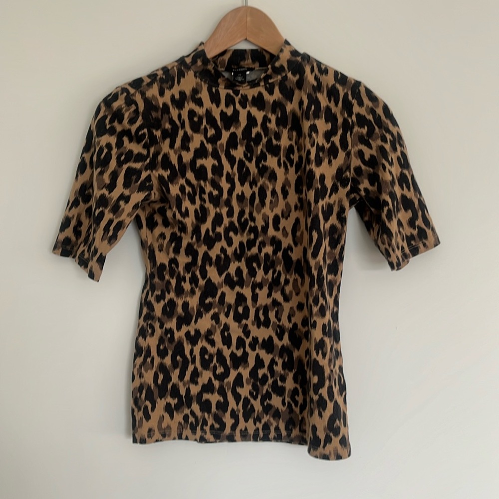 Halogen Cheetah Mock Neck Top